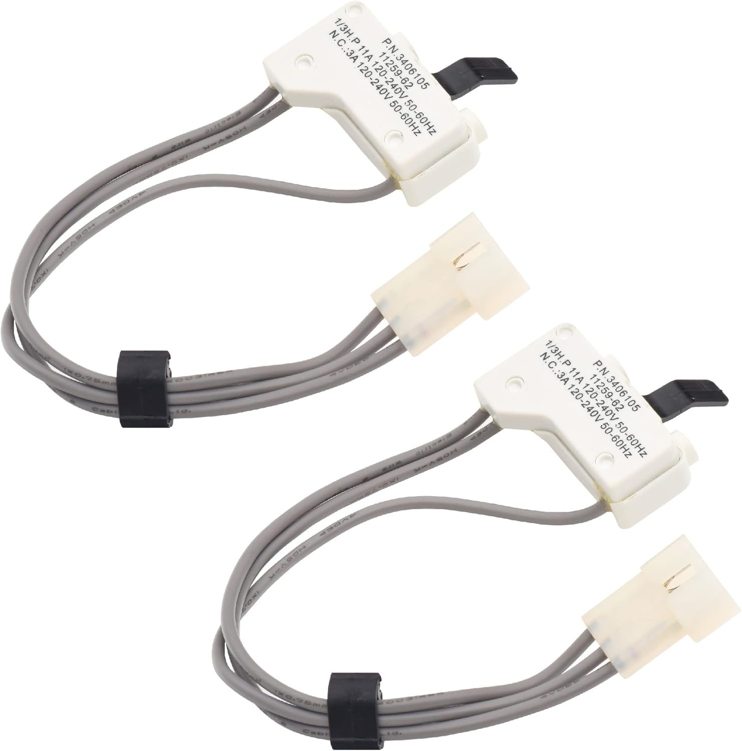 Canamax 3406105 Dryer Door Switch – Compatible with Kenmore Whirlpool KitchenAid 11060012000 11060022010 11060232000 3LER5436EQ0 3LGR5436EQ0 7MBPS8843MQ0 – Pack of 2