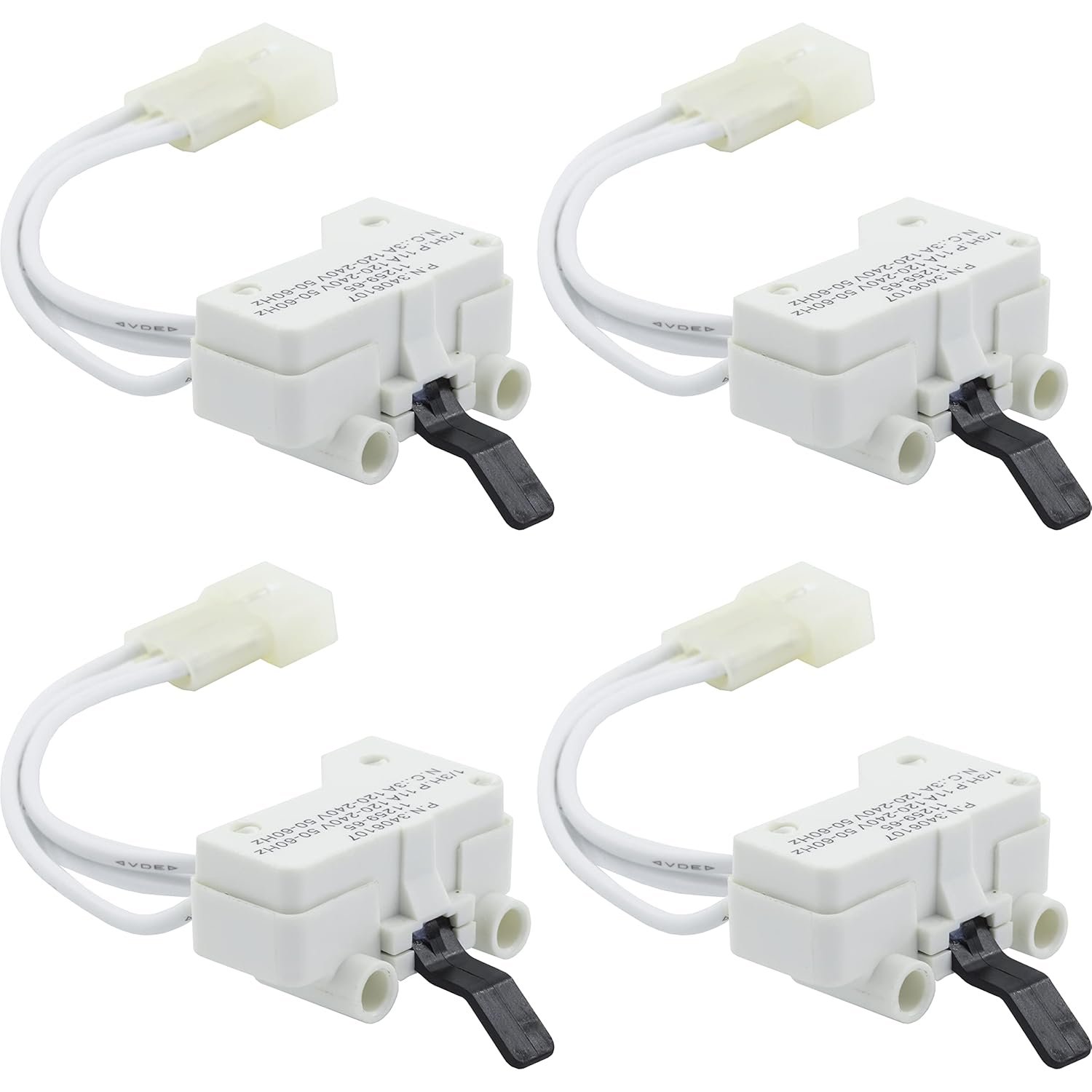 Canamax Premium WP3406107 3406107 Dryer Door Switch – Compatible with Whirlpool Maytag Kenmore Dryers – Replaces 3406109 3405100 3405101 3406100 3406101 AED4475TQ1 MEDC400VW0 – Pack of 4