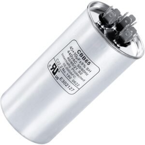 Canamax 45+10 uf ± 5% MFD 370 Or 440V Round Run Capacitor - Compatible with Air Conditioner 50/60Hz for AC Motor Run or Fan Start and Cool or Heat Pump Air Conditioner