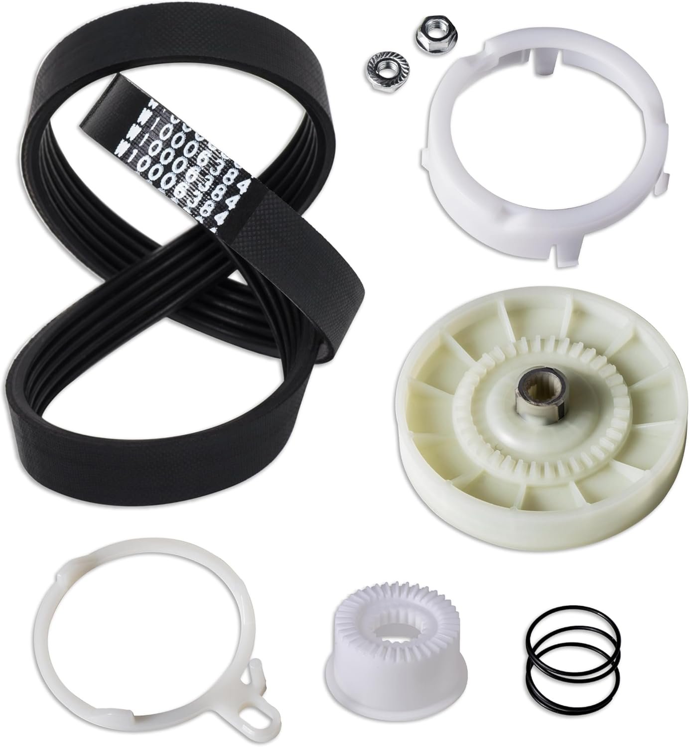 Canamax W10721967 Washer Pulley Clutch Kit & W10006384 Washer Drive Belt – Compatible with Whirlpool Kenmore Washers – Replaces AP5951296, W10006356, W10315818, PS10057144