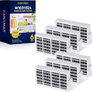 Canamax Premium W10311524 Fresh Flow Air Filter - Compatible with Whirlpool KitchenAid Refrigerators - Replaces AIR1 W10315189 W10335147 AP4538127 2319308 - PACK OF 6